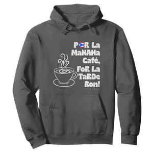 Por La Mañana Cafe Hoodie Puerto Rican Music Lover Coffee Fan TS14 Dark Heather Print Your Wear