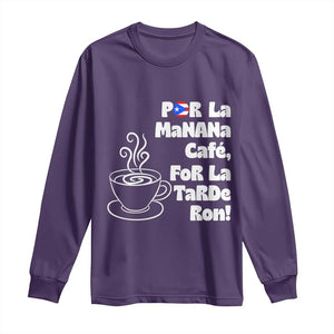 Por La Mañana Cafe Long Sleeve Shirt Puerto Rican Music Lover Coffee Fan TS14 Purple Print Your Wear