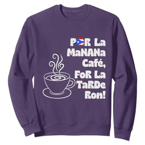 Por La Mañana Cafe Sweatshirt Puerto Rican Music Lover Coffee Fan TS14 Purple Print Your Wear