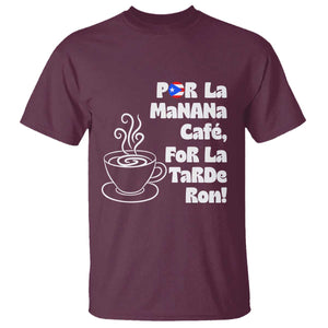 Por La Mañana Cafe T Shirt Puerto Rican Music Lover Coffee Fan TS14 Maroon Print Your Wear
