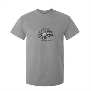 Diva Down T Shirt For Kid Funny Raccoon Relaxed TS14 Sport Gray Print Your Wear