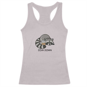 Diva Down Racerback Tank Top Funny Raccoon Relaxed TS14 Ice Gray Print Your Wear