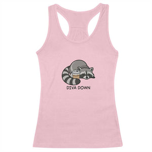 Diva Down Racerback Tank Top Funny Raccoon Relaxed TS14 Light Pink Print Your Wear