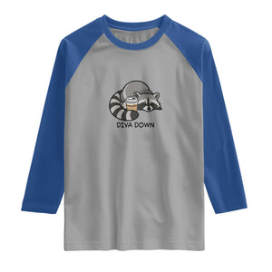 Diva Down Raglan Shirt Funny Raccoon Relaxed TS14 Sport Gray Royal Print Your Wear