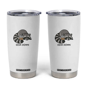 Diva Down Tumbler Cup Funny Raccoon Relaxed TS14 White Print Your Wear