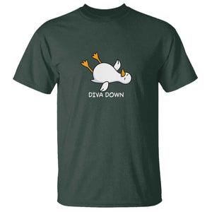 Diva Down Silly Goose T Shirt Funny Sarcastic Animal Meme TS14 Dark Forest Green Print Your Wear