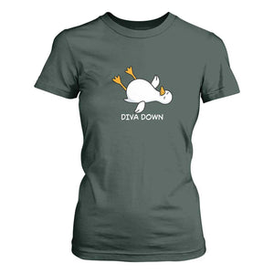 Diva Down Silly Goose T Shirt For Women Funny Sarcastic Animal Meme TS14 Dark Forest Green Print Your Wear
