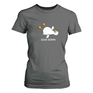 Diva Down Silly Goose T Shirt For Women Funny Sarcastic Animal Meme TS14 Dark Heather Print Your Wear