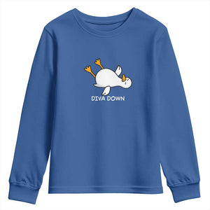 Diva Down Silly Goose Youth Sweatshirt Funny Sarcastic Animal Meme TS14 Royal Blue Print Your Wear
