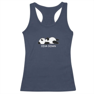 Diva Down Racerback Tank Top Funny Lazy Panda Meme TS14 Navy Print Your Wear