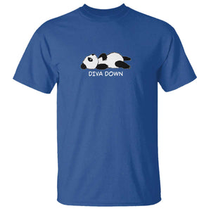 Diva Down T Shirt Funny Lazy Panda Meme TS14 Royal Blue Print Your Wear