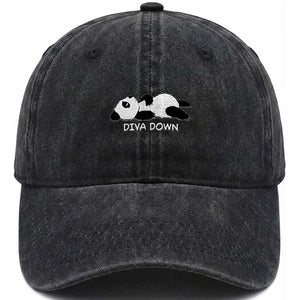 Diva Down Washed Cotton Baseball Cap Funny Lazy Panda Meme TS14 Print Your Wear