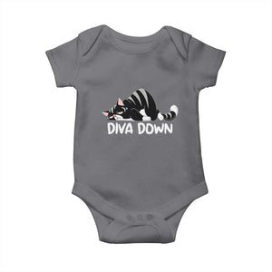 Diva Down Baby Onesie Funny Sarcastic Cat Meme TS14 Charcoal Print Your Wear