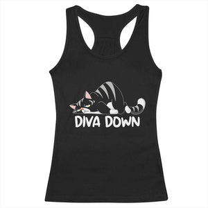 Diva Down Racerback Tank Top Funny Sarcastic Cat Meme TS14 Black Print Your Wear