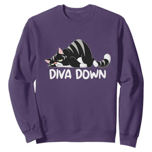 Diva Down Sweatshirt Funny Sarcastic Cat Meme TS14 Purple Print Your Wear