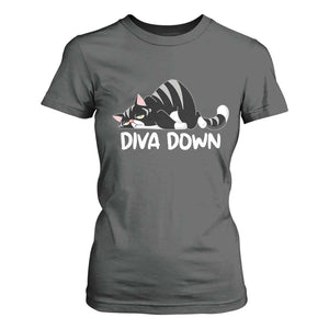 Diva Down T Shirt For Women Funny Sarcastic Cat Meme TS14 Dark Heather Print Your Wear