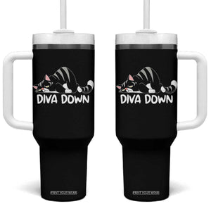 Diva Down Tumbler With Handle Funny Sarcastic Cat Meme TS14 One Size: 40 oz Black Print Your Wear