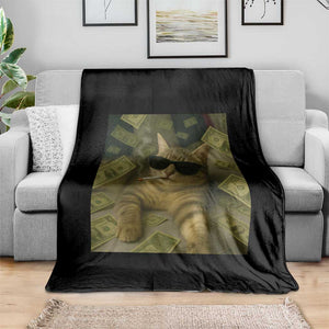 Funny Smoking Cat Selfie Meme Throw Blanket Gen Z Joke TS14 Print Your Wear