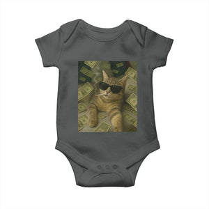 Funny Smoking Cat Selfie Meme Baby Onesie Gen Z Joke TS14 Dark Heather Print Your Wear