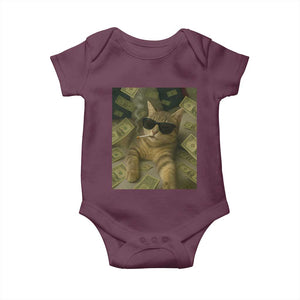 Funny Smoking Cat Selfie Meme Baby Onesie Gen Z Joke TS14 Maroon Print Your Wear