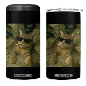 Funny Smoking Cat Selfie Meme 4 in 1 Can Cooler Tumbler Gen Z Joke TS14 One Size: 16 oz Black Print Your Wear