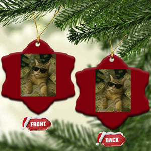 Funny Smoking Cat Selfie Meme Ceramic Ornament Gen Z Joke TS14 Print Your Wear
