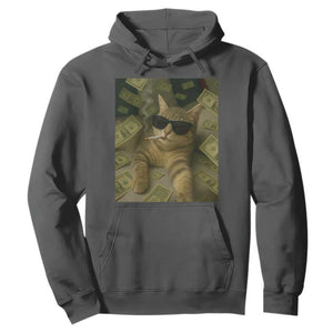 Funny Smoking Cat Selfie Meme Hoodie Gen Z Joke TS14 Dark Heather Print Your Wear