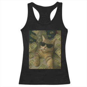 Funny Smoking Cat Selfie Meme Racerback Tank Top Gen Z Joke TS14 Black Print Your Wear