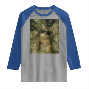 Funny Smoking Cat Selfie Meme Raglan Shirt Gen Z Joke TS14 Sport Gray Royal Print Your Wear
