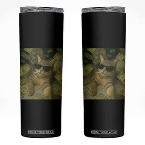 Funny Smoking Cat Selfie Meme Skinny Tumbler Gen Z Joke TS14 Black Print Your Wear