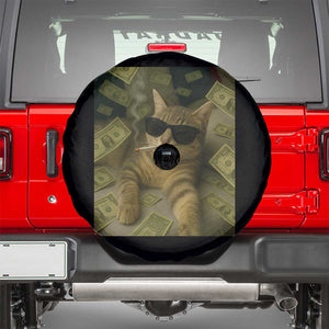 Funny Smoking Cat Selfie Meme Spare Tire Cover Gen Z Joke TS14 Black Print Your Wear