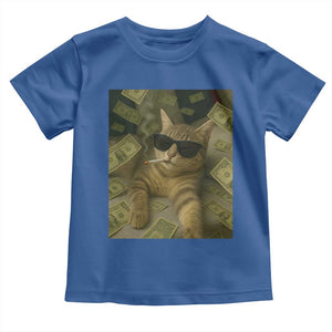 Funny Smoking Cat Selfie Meme Toddler T Shirt Gen Z Joke TS14 Royal Blue Print Your Wear