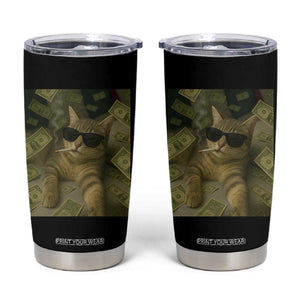 Funny Smoking Cat Selfie Meme Tumbler Cup Gen Z Joke TS14 Black Print Your Wear