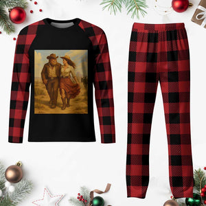 Cowboy Bigfoot Plaid Pajama Set Funny Sasquatch Dancing Cowgirl Western Country TS14 Buffalo Plaid Print Your Wear