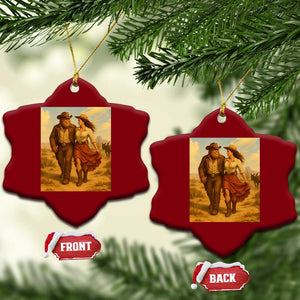Cowboy Bigfoot Ceramic Ornament Funny Sasquatch Dancing Cowgirl Western Country TS14 Print Your Wear