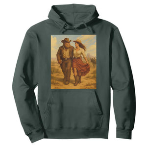 Cowboy Bigfoot Hoodie Funny Sasquatch Dancing Cowgirl Western Country TS14 Dark Forest Green Print Your Wear