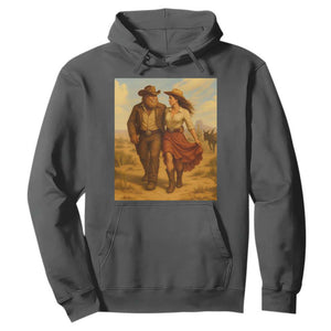 Cowboy Bigfoot Hoodie Funny Sasquatch Dancing Cowgirl Western Country TS14 Dark Heather Print Your Wear