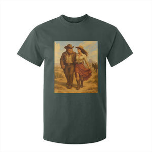 Cowboy Bigfoot T Shirt For Kid Funny Sasquatch Dancing Cowgirl Western Country TS14 Dark Forest Green Print Your Wear