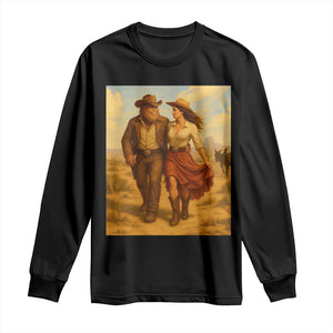 Cowboy Bigfoot Long Sleeve Shirt Funny Sasquatch Dancing Cowgirl Western Country TS14 Black Print Your Wear