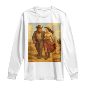 Cowboy Bigfoot Long Sleeve Shirt Funny Sasquatch Dancing Cowgirl Western Country TS14 White Print Your Wear