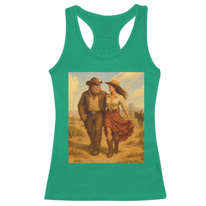 Cowboy Bigfoot Racerback Tank Top Funny Sasquatch Dancing Cowgirl Western Country TS14 Irish Green Print Your Wear