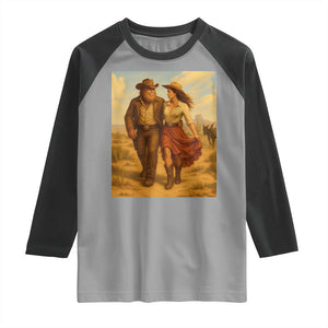 Cowboy Bigfoot Raglan Shirt Funny Sasquatch Dancing Cowgirl Western Country TS14 Sport Gray Black Print Your Wear