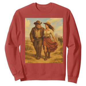 Cowboy Bigfoot Sweatshirt Funny Sasquatch Dancing Cowgirl Western Country TS14 Red Print Your Wear