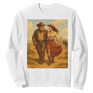 Cowboy Bigfoot Sweatshirt Funny Sasquatch Dancing Cowgirl Western Country TS14 White Print Your Wear