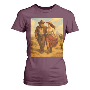 Cowboy Bigfoot T Shirt For Women Funny Sasquatch Dancing Cowgirl Western Country TS14 Maroon Print Your Wear