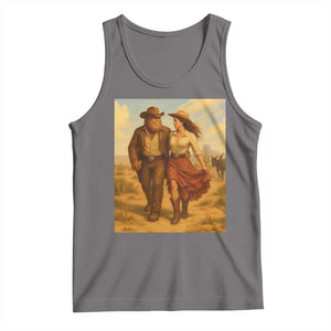 Cowboy Bigfoot Tank Top Funny Sasquatch Dancing Cowgirl Western Country TS14 Deep Heather Print Your Wear