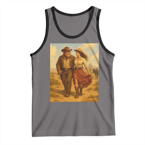 Cowboy Bigfoot Tank Top Funny Sasquatch Dancing Cowgirl Western Country TS14 Deep Heather Black Print Your Wear