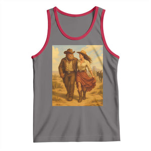 Cowboy Bigfoot Tank Top Funny Sasquatch Dancing Cowgirl Western Country TS14 Deep Heather Red Print Your Wear
