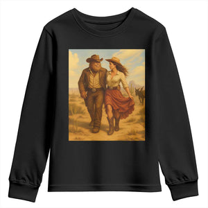 Cowboy Bigfoot Youth Sweatshirt Funny Sasquatch Dancing Cowgirl Western Country TS14 Black Print Your Wear