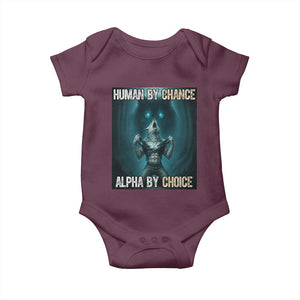 Funny Alpha Wolf Meme Baby Onesie Human By Chance Alpha By Choice - Print Your Wear